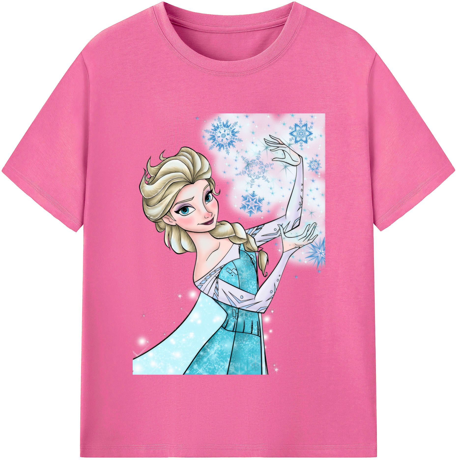 （画像用） アナと雪の女王 アンナ エルサ Frozen Anna Elsa レディースカジュアルプリントTシャツ（綿100％）